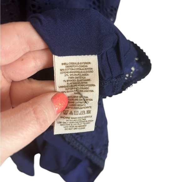 Revolve Free People Navy Katya 3/4 Sleeve Lace Overlay Minidress Womens Sz Med - Picture 8 of 11